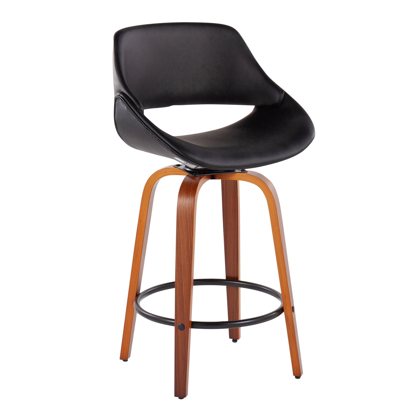 Fabrico - Mid Century Modern Fixed Height Counter Stool And Round Footrest (Set of 2) Lumi Source