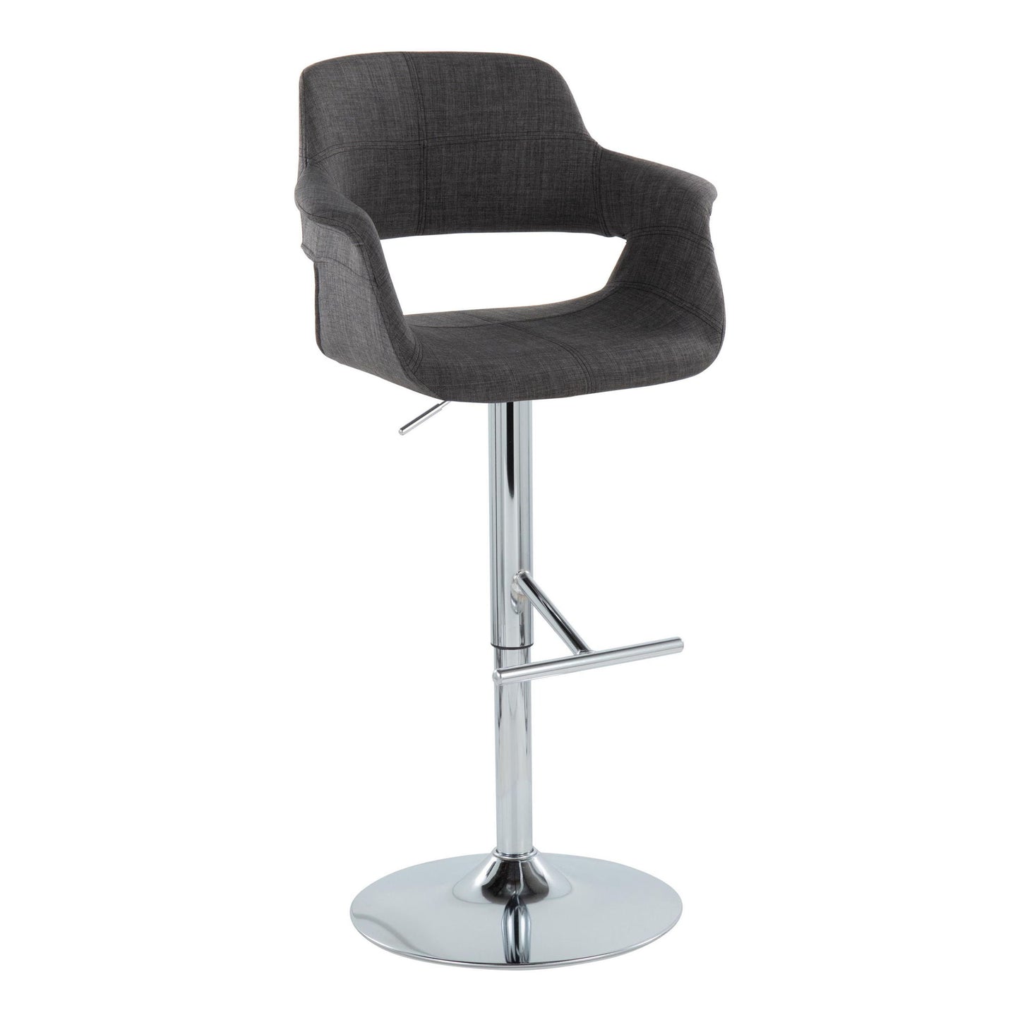 Vintage Flair - Mid Century Modern Adjustable Barstool & Straight T Footrest (Set of 2) Lumi Source