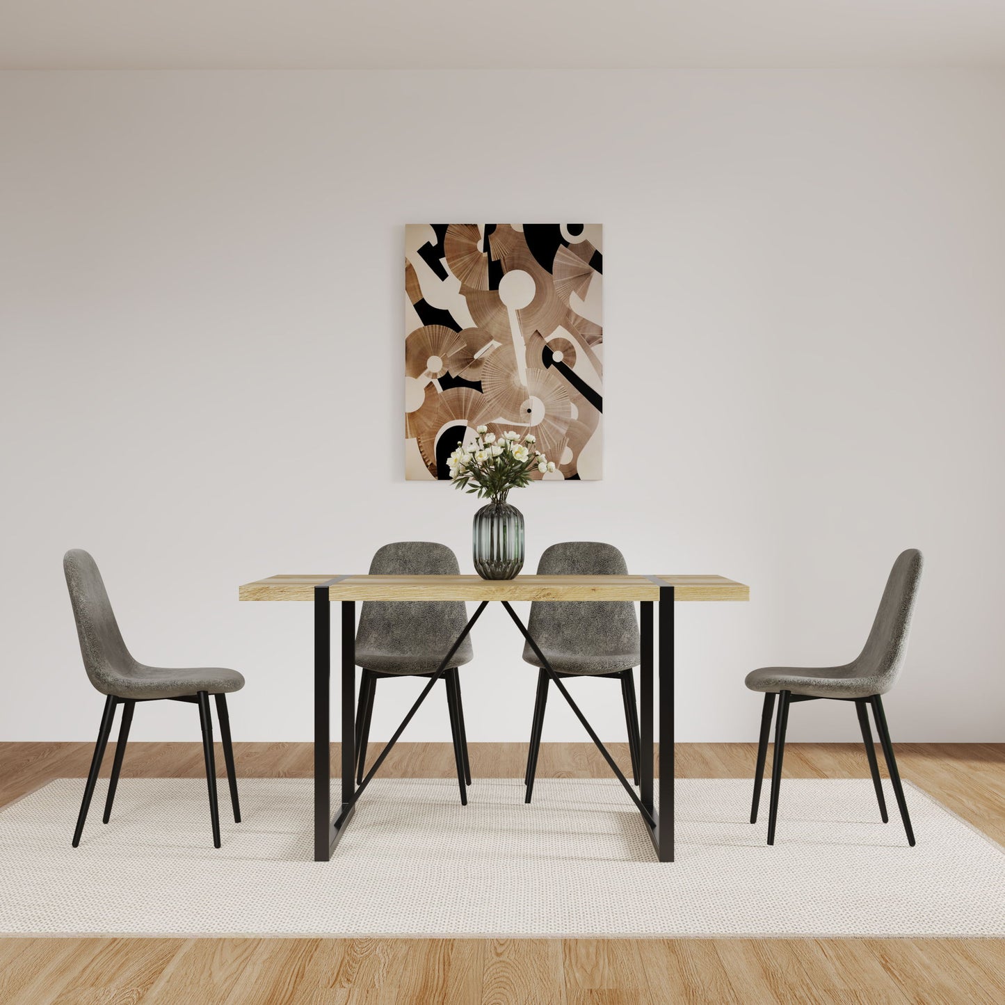 Modern Accent Dining Chairs Upholstered Seat, Metal Legs (Set of 4) Home Essentials