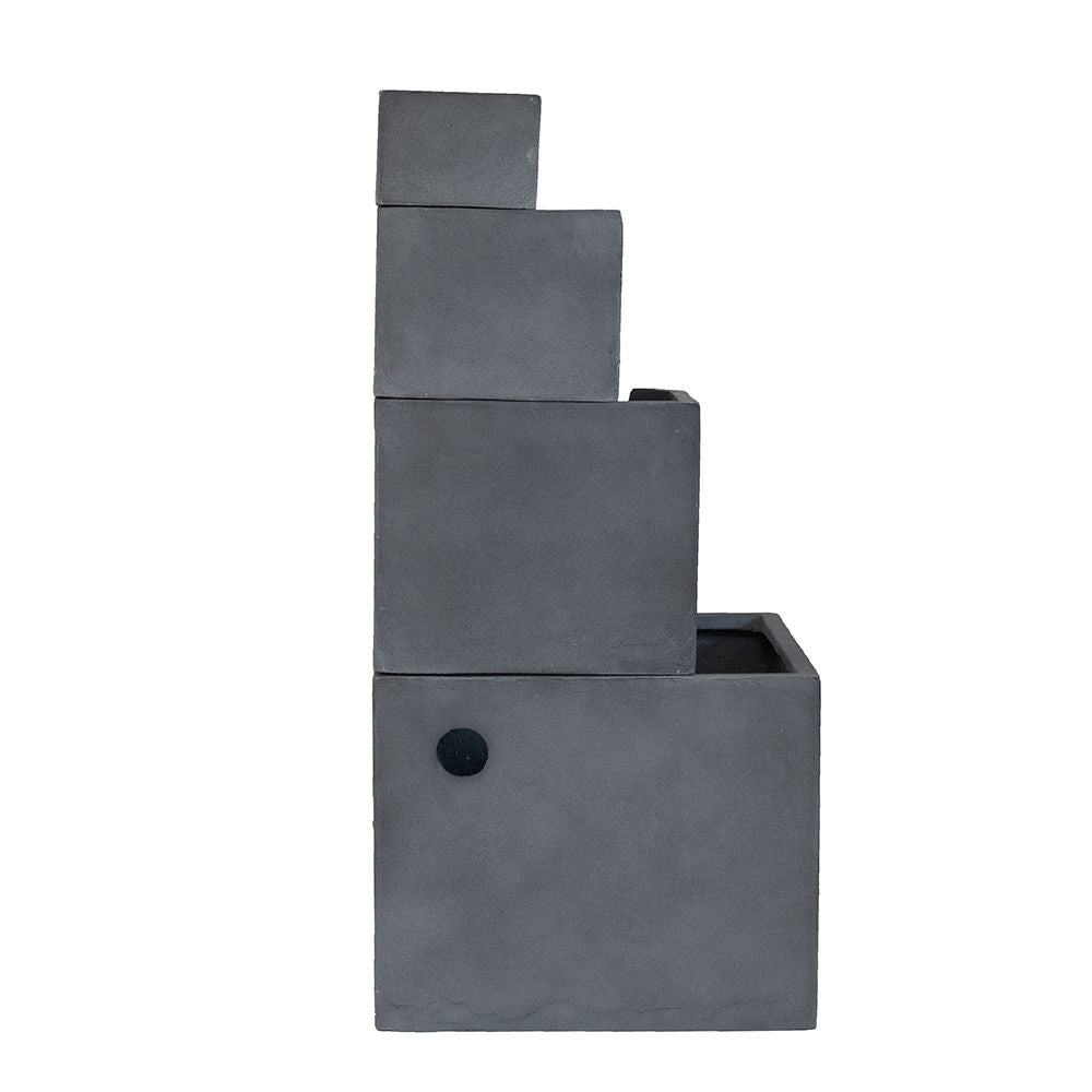 Cement 4 Tier Block Water Fountain Outdoor - Gray Daily Nest