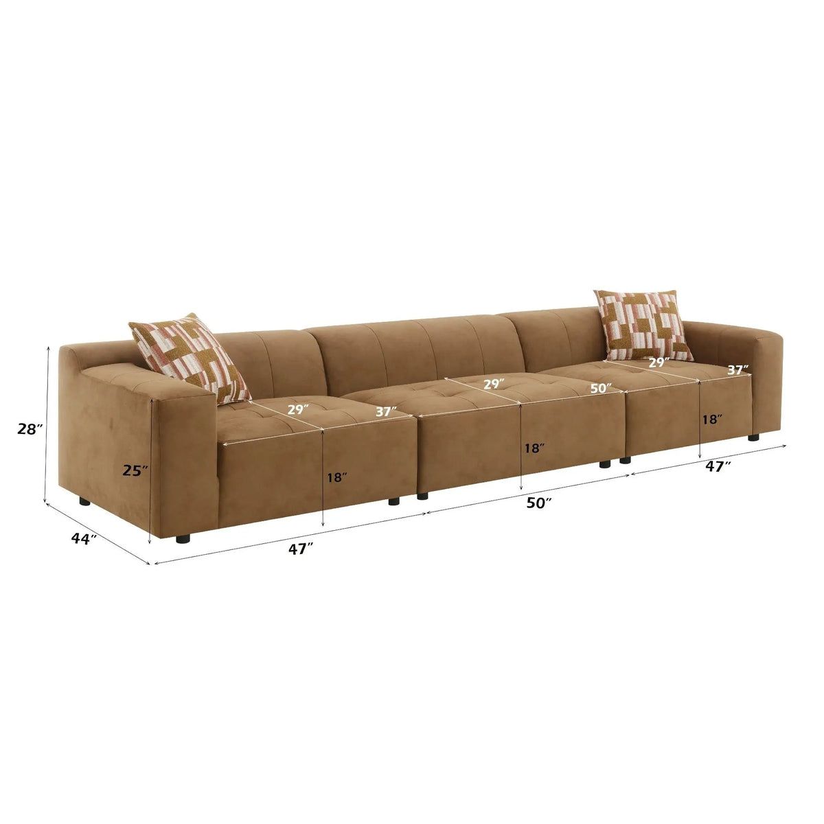 Modular Sofa Set With 2 Matching Toss Pillows - Chocolate Acme