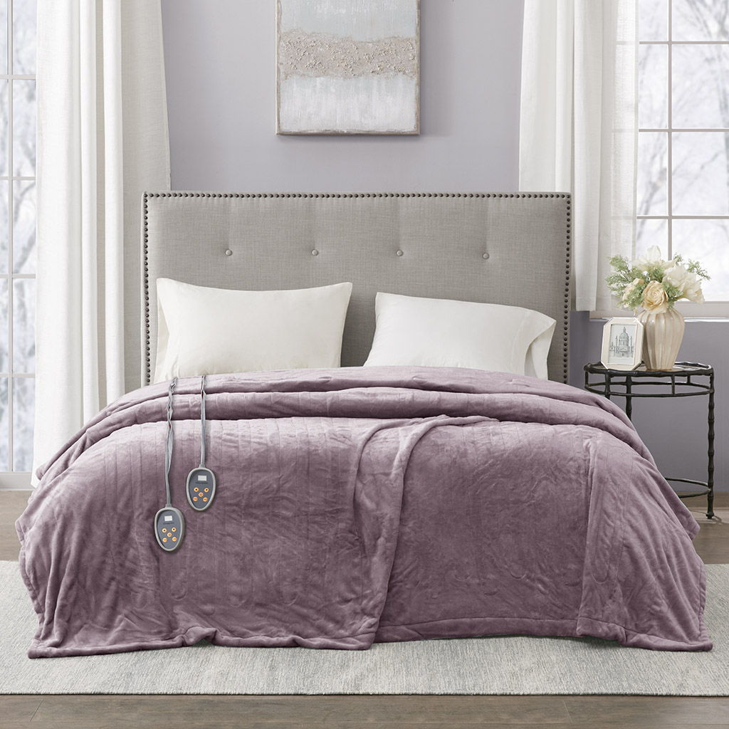 Heated Plush - Queen Blanket - Lavender Beautyrest