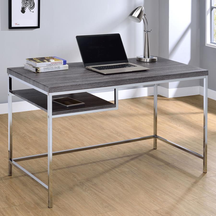 Kravitz - 1-Shelf Writing Desk - Weathered Gray CoasterEssence