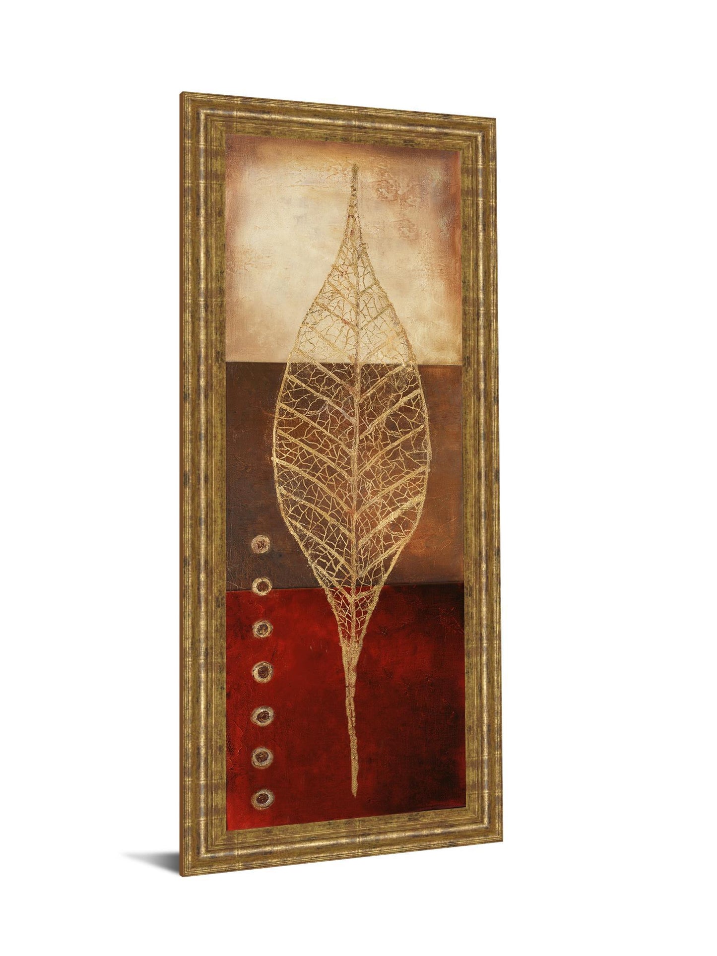Fossil Leaves Il By Patricia Pinto - Framed Print Wall Art - Red - Snoozhouse