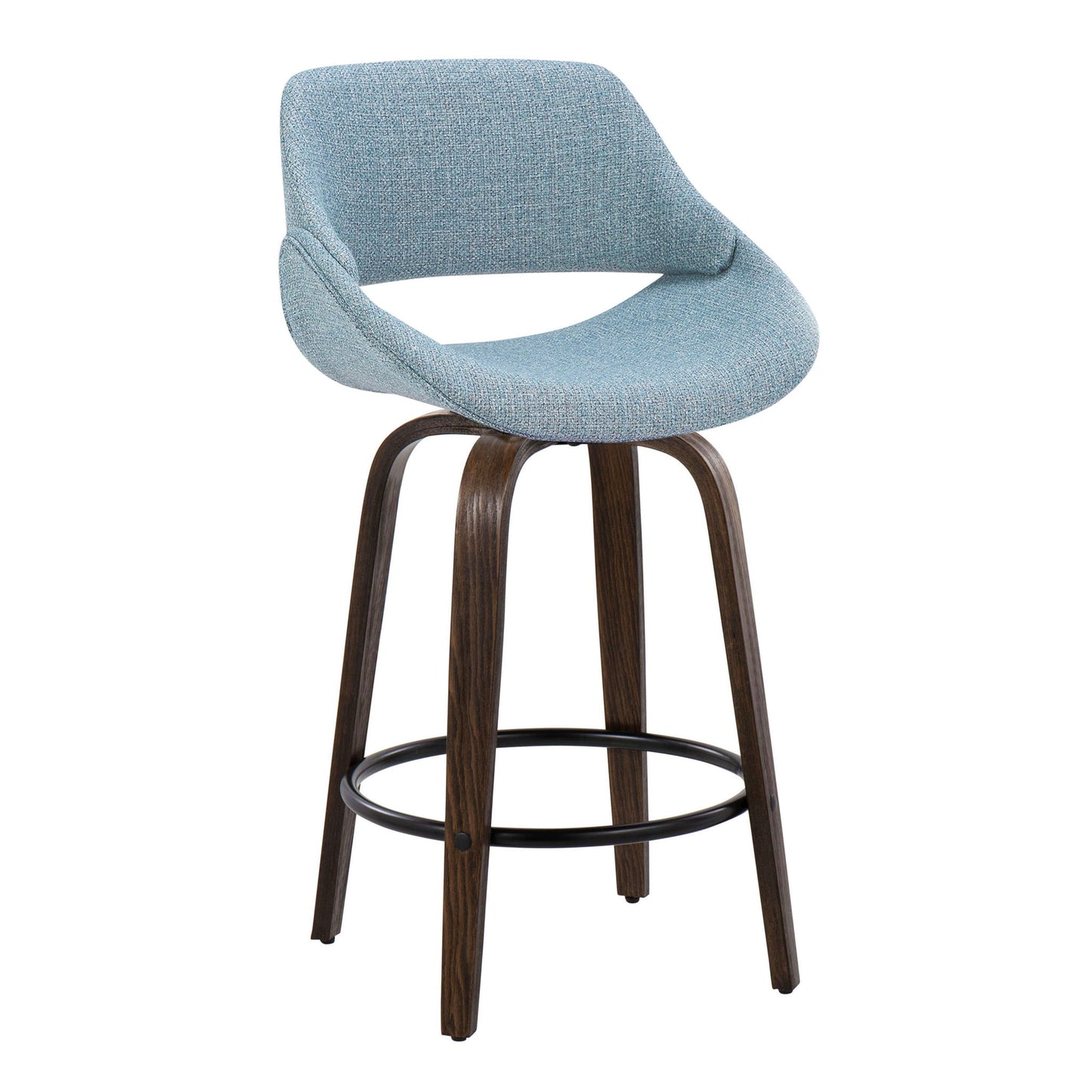 Fabrico - Mid Century Modern Fixed Height Counter Stool & Round Footrest (Set of 2) Lumi Source