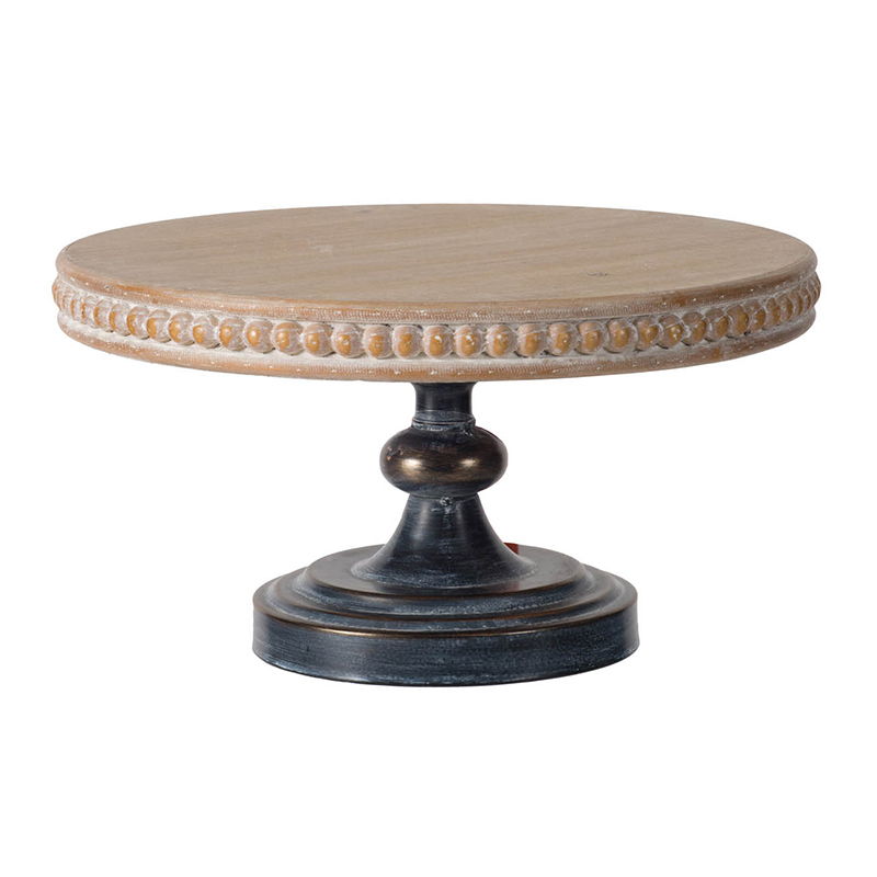 Wooden Display Stand With Beaded Trim - Black Brown Daily Nest