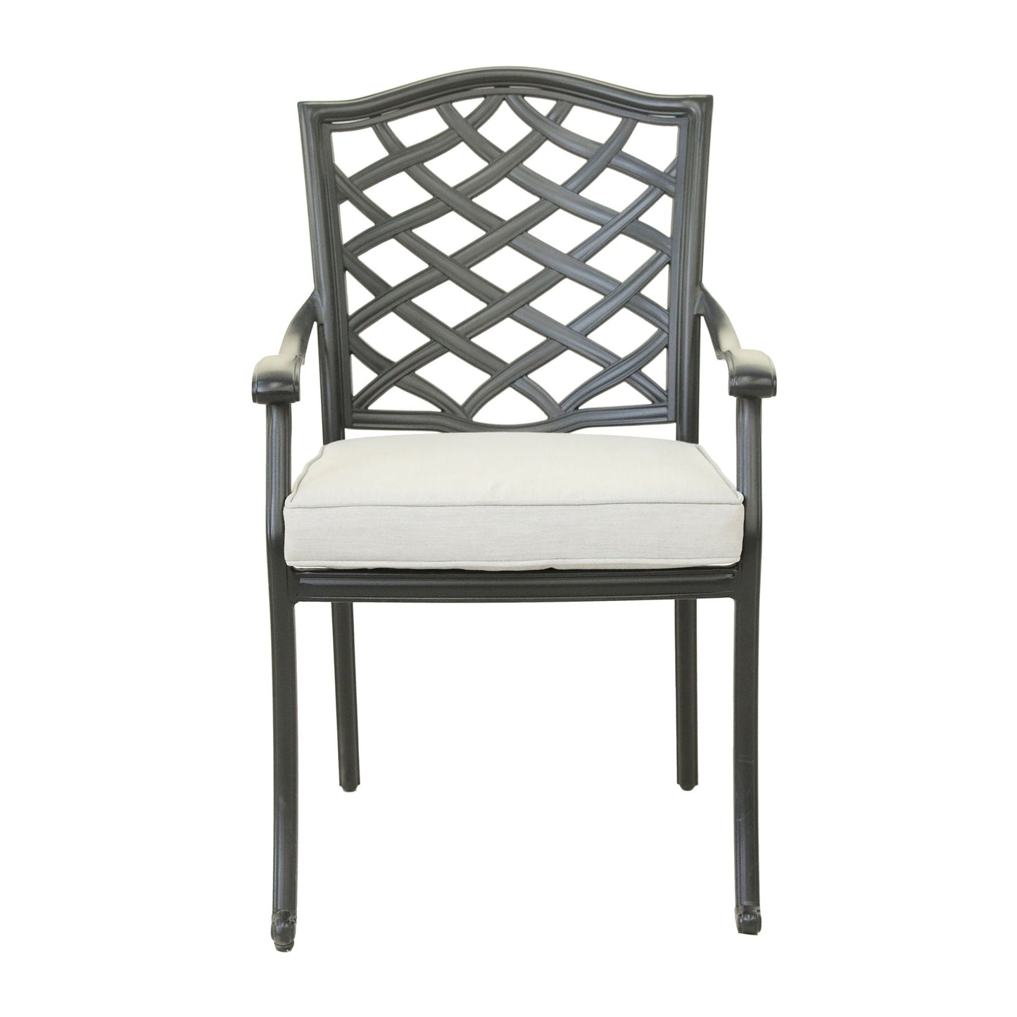Aluminum Dining Arm Chair With Cushion (Set of 2) - Cast Silver Home Essentials