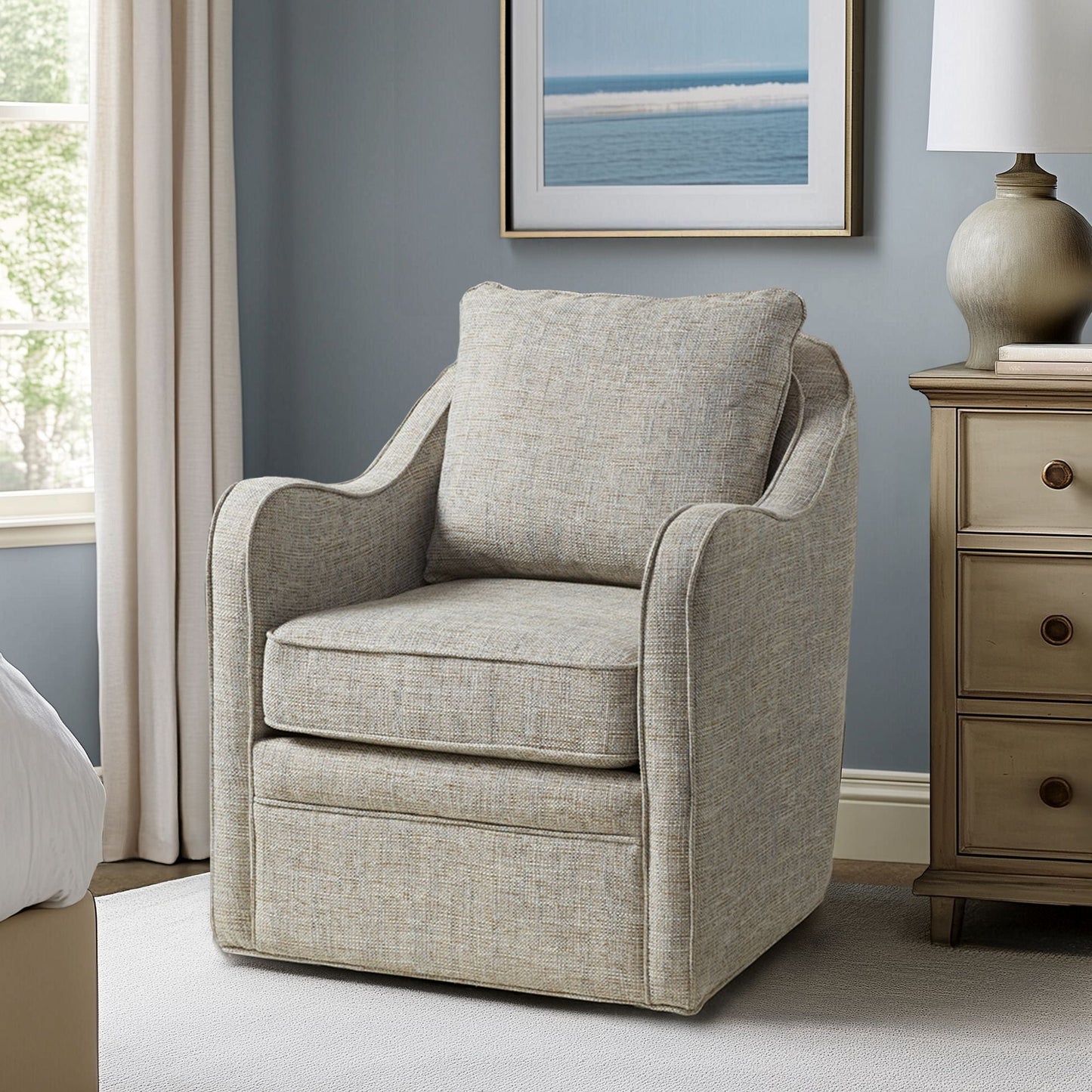 Brianne - Wide Seat Swivel Arm Chair - Gray Multi Madison Park