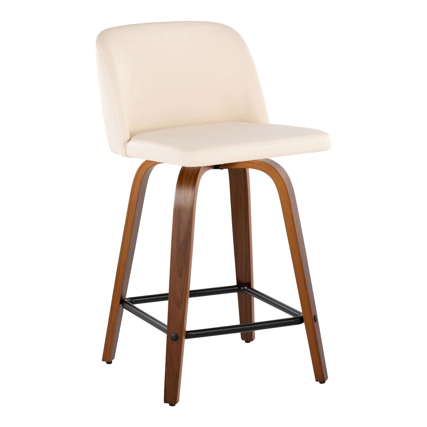 Toriano - Mid Century Modern Fixed Height Counter Stool With Swivel With Square Footrest (Set of 2) Lumi Source