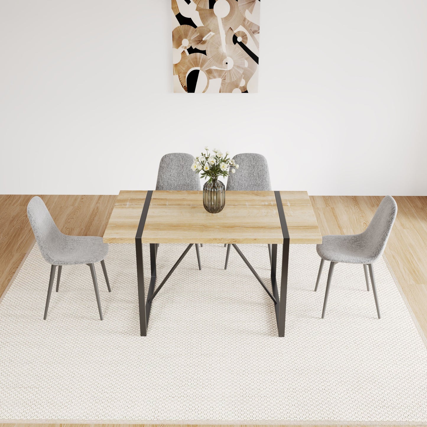Modern Accent Dining Chairs Upholstered Seat, Metal Legs (Set of 4) Home Essentials