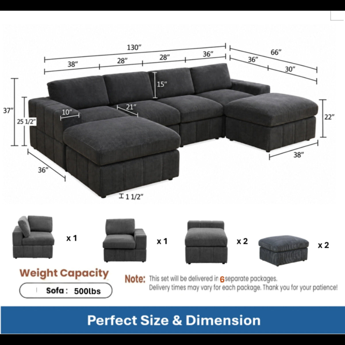 Modular Sectional Sofa, Reversible Set Home Essentials