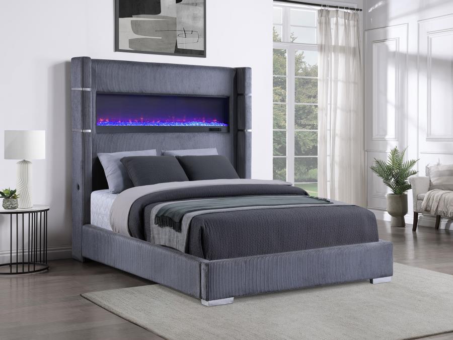 Tisdall - Upholstered Fireplace Bed Coaster Fine Furniture
