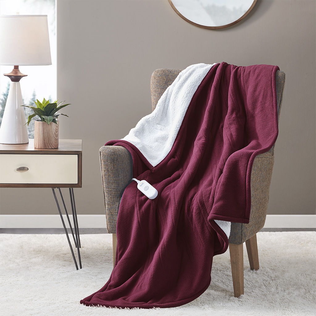 Heated Throw - Burgundy Serta