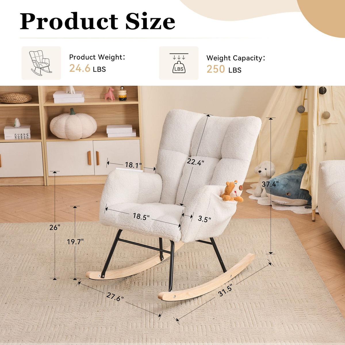 Rocking Gilder Chair For Living Room - Ivory Home Essentials