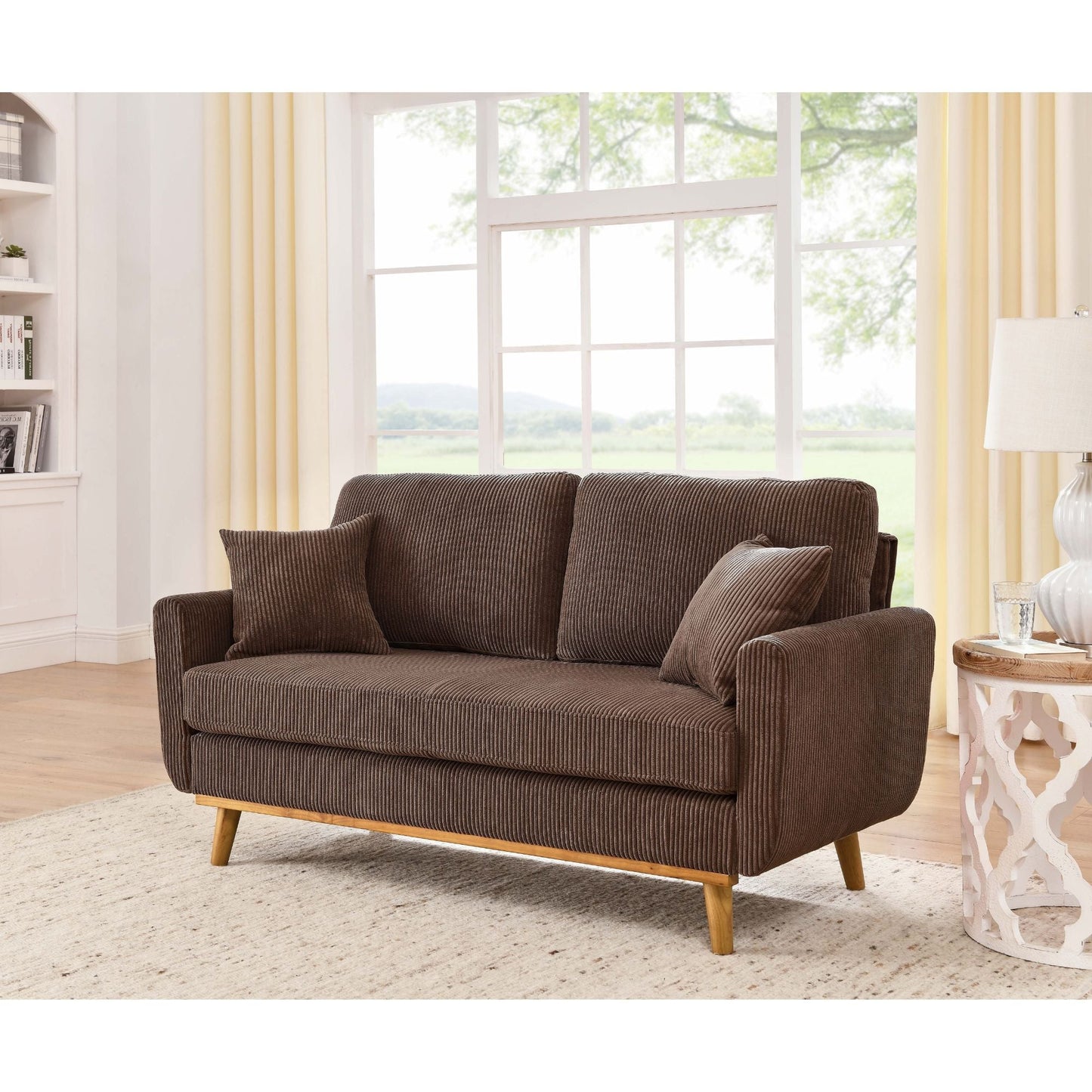 Upholstered Loveseat With Arms And Pillows Home Essentials
