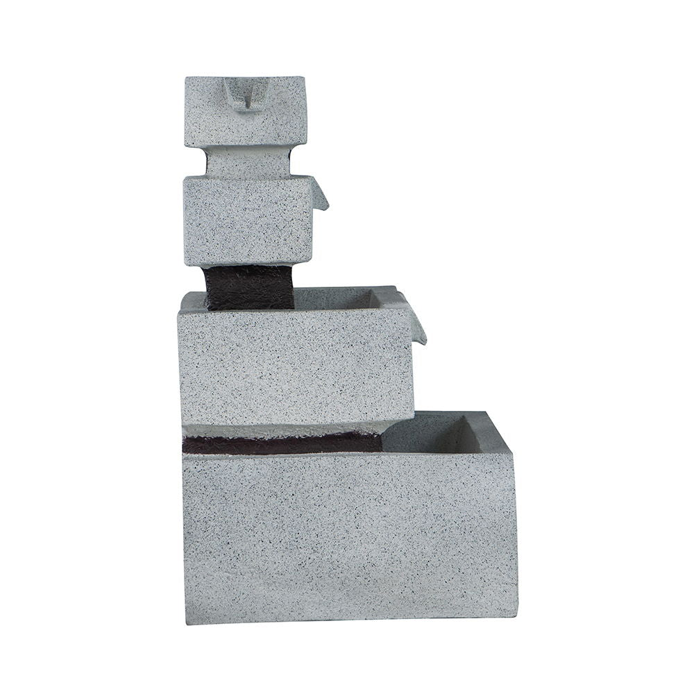 Decorative 4 Tier Block Fountain With Light, For Indoor And Outdoor - Black / Gray Daily Nest