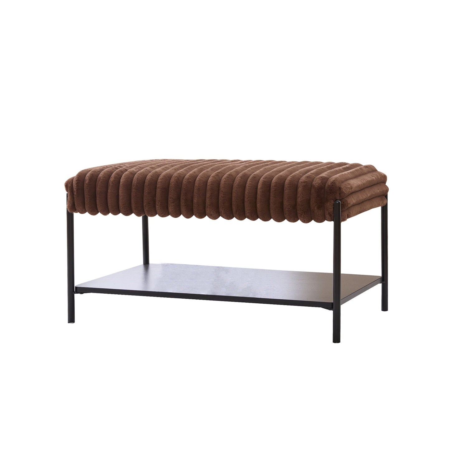 Upholstered Ottoman Coffee Table Foot Rest With Open Storage Home Essentials