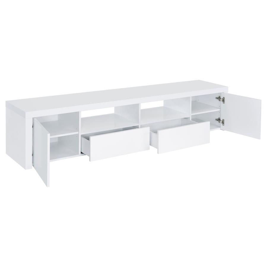 Jude - 2 Door Engineered Wood TV Stand - High Gloss White Coaster Fine Furniture