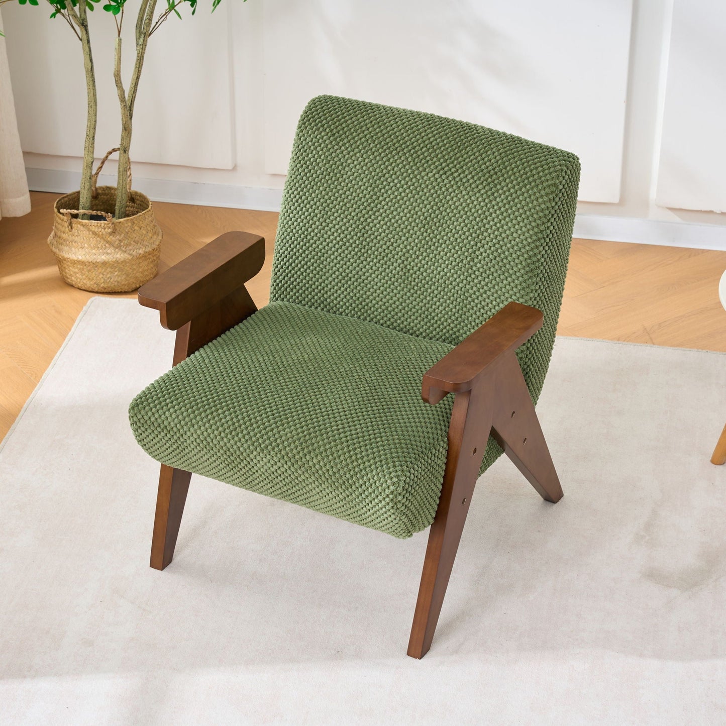 V-Shaped Armrest Accent Chair - Brown / Green Home Essentials