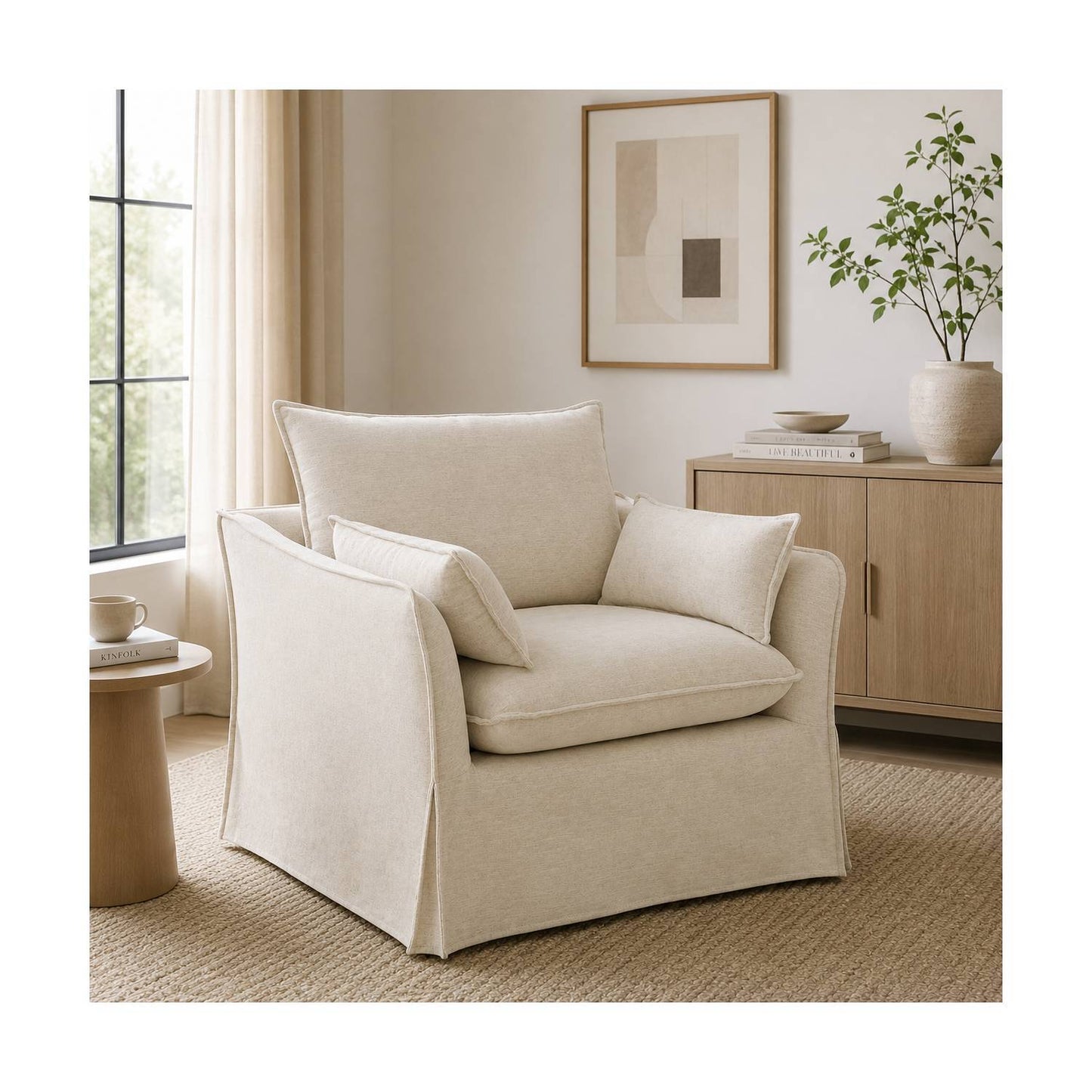 Shane - Chair With 2 Pillows - Beige Acme