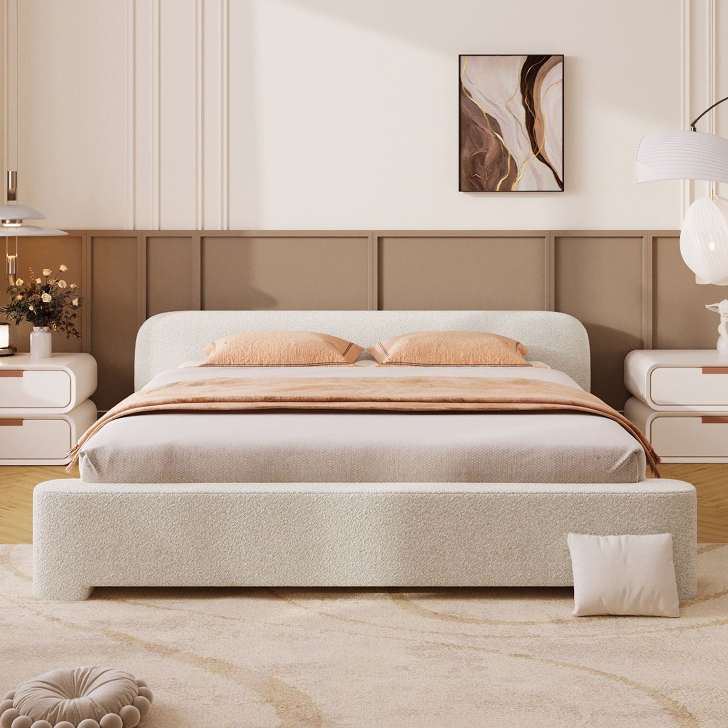 Cozy Bouce Upholstered Bed Noble House