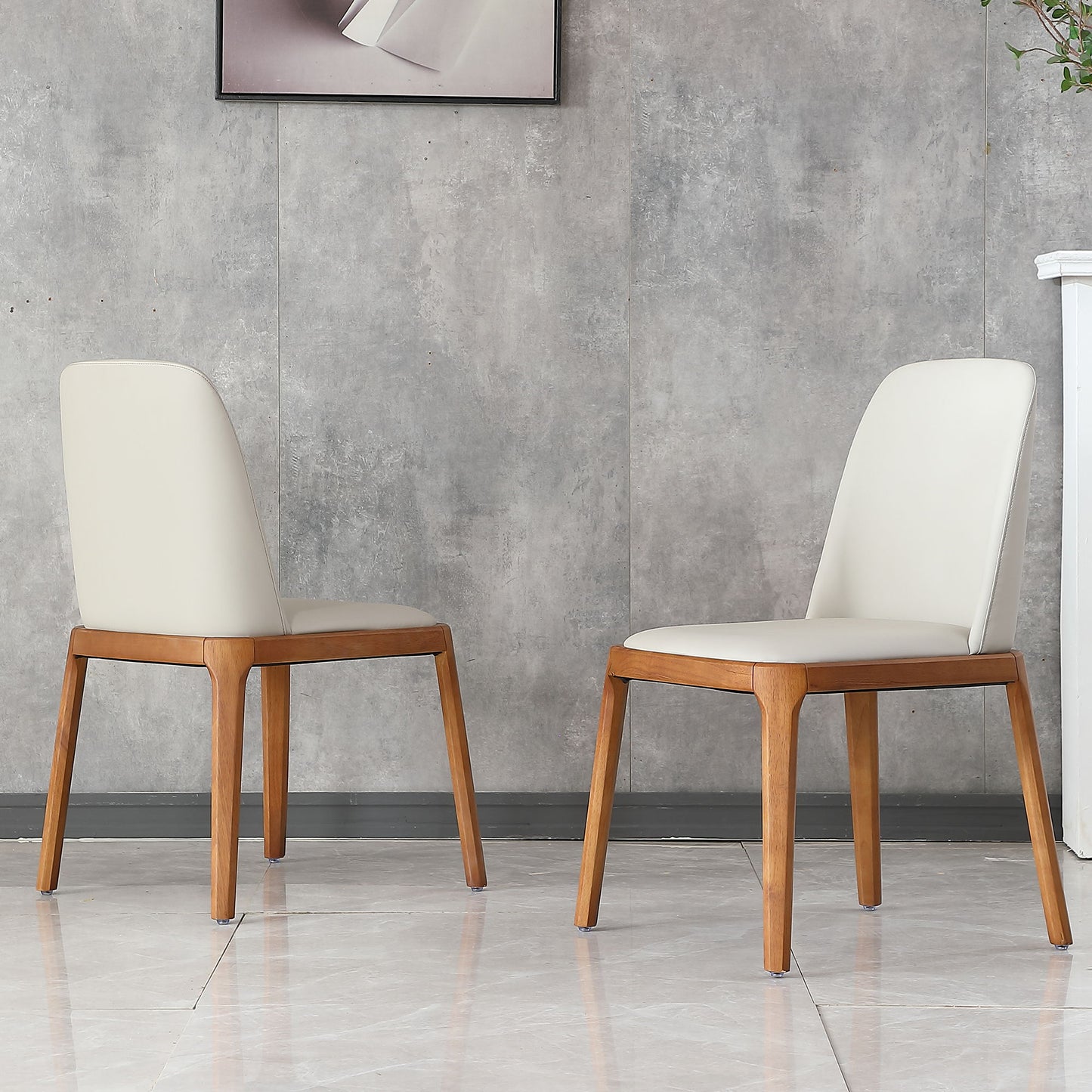 Modern Dining Chairs, Wooden Legs (Set of 2) - Gray Home Essentials