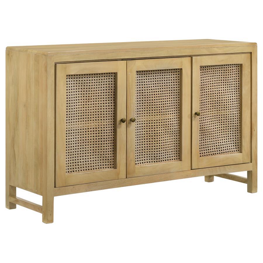Zamora - Wood Accent Cabinet With Woven Cane CoasterEssence