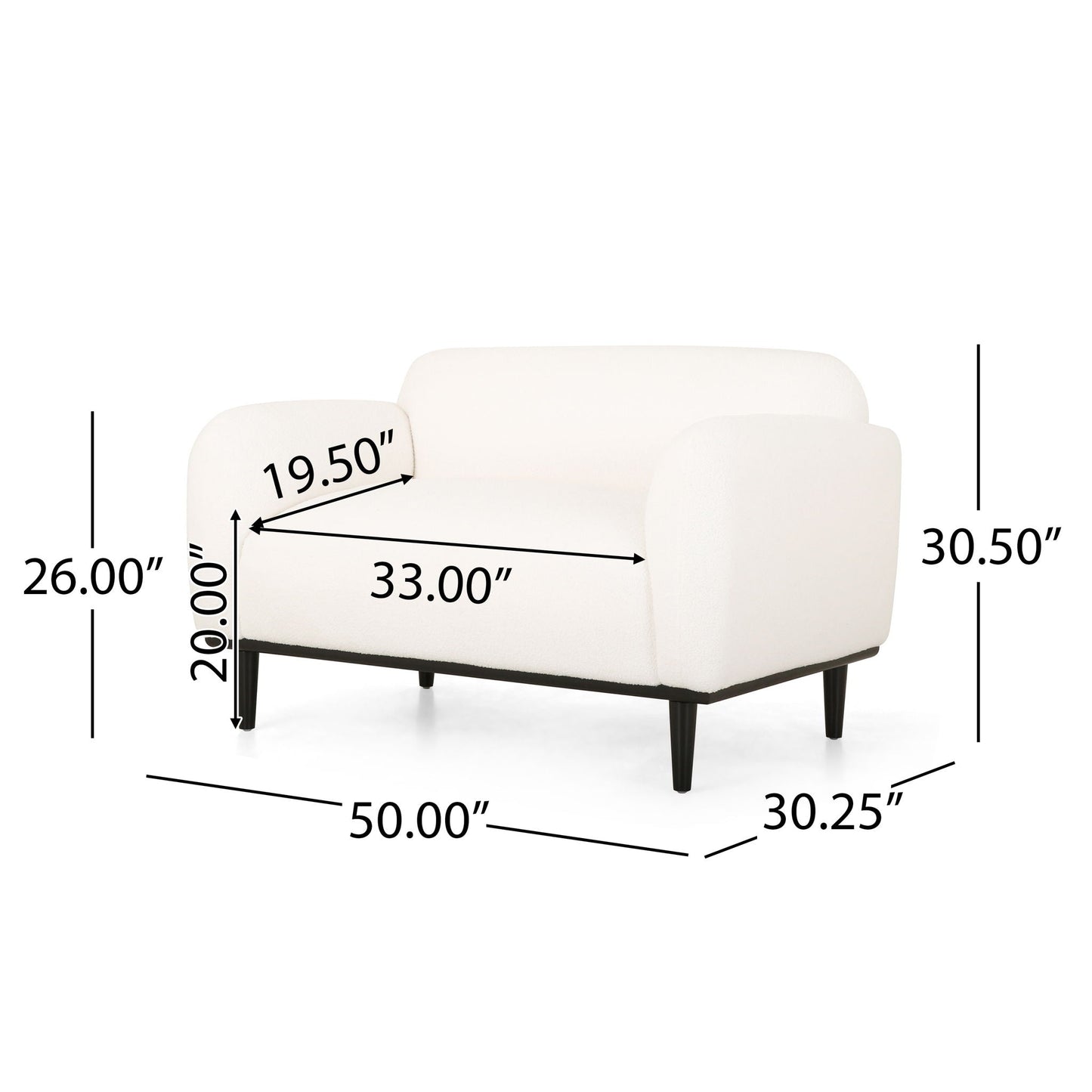 Sway - Upholstered Loveseat With Wood Legs And Round Arms Noble House