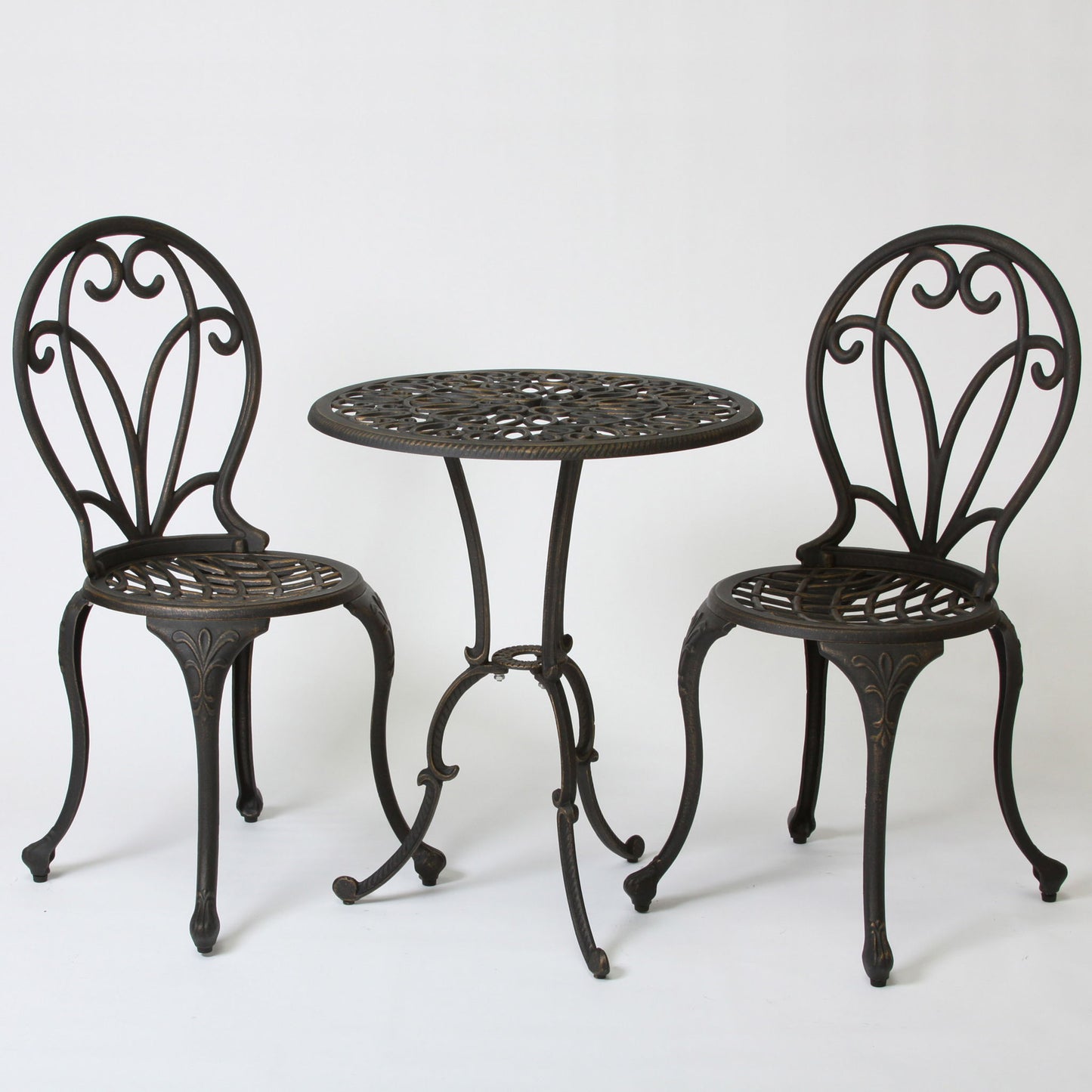 Thomas - 3 Pieces Cast Bistro Set - Black / Gold Noble House