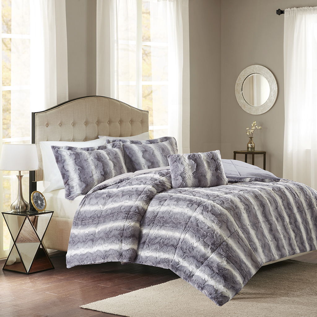 Zuri - King Comforter (Set of 4) - Gray Madison Park