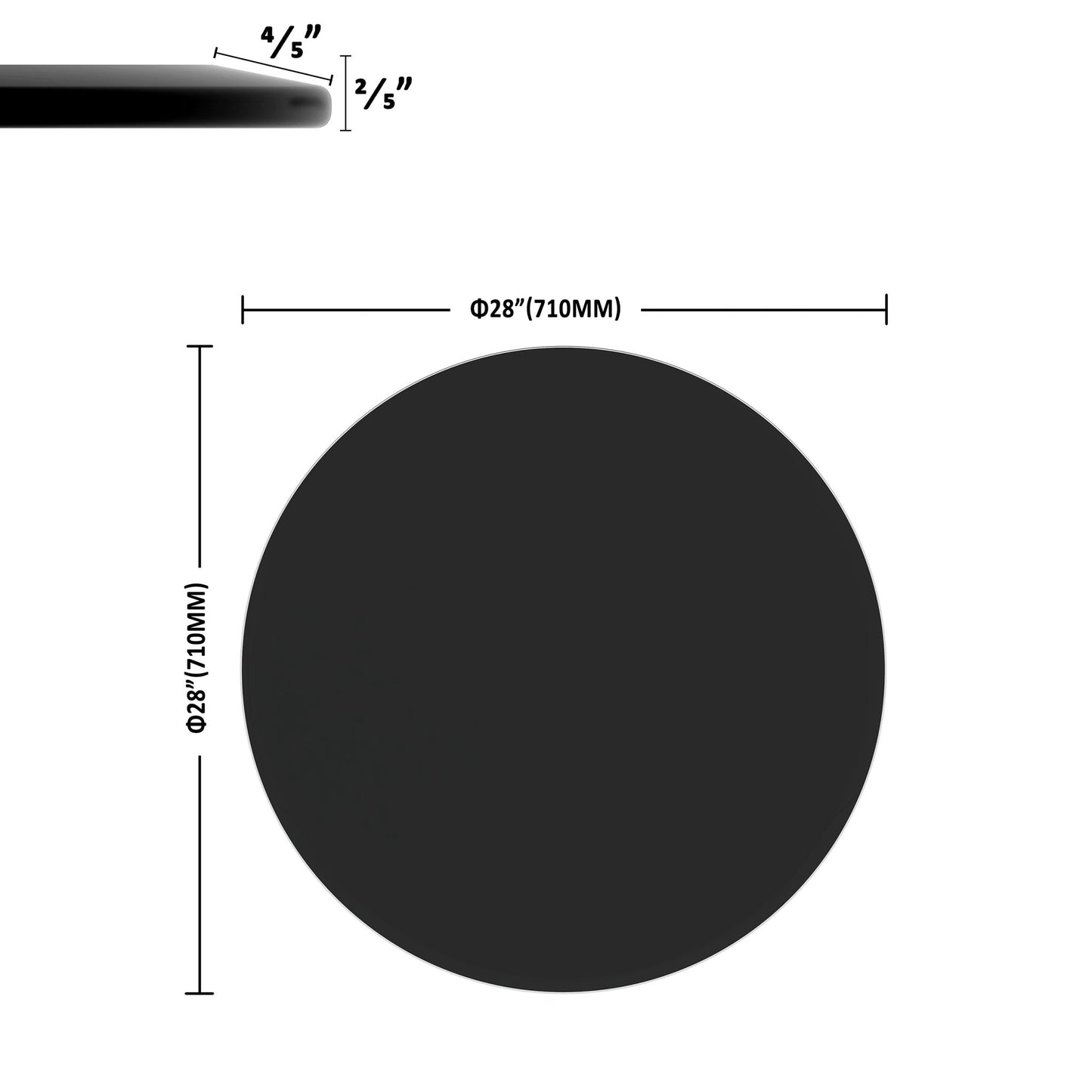 28" Round Tempered Glass Table Top Clear Glass Thick Beveled Polished Edge Home Essentials