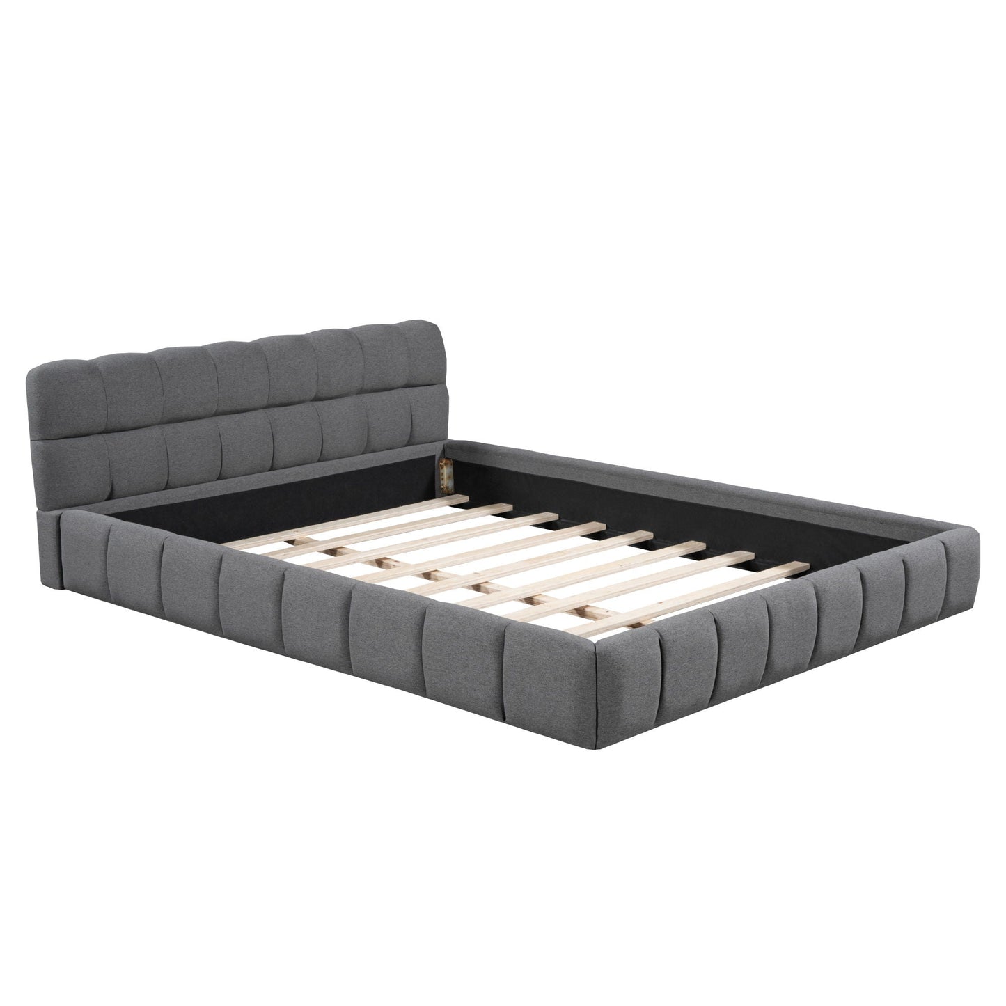 Upholstered Platform Bed With Thick, Grounded Bed With Solid Frame Halcyon Home