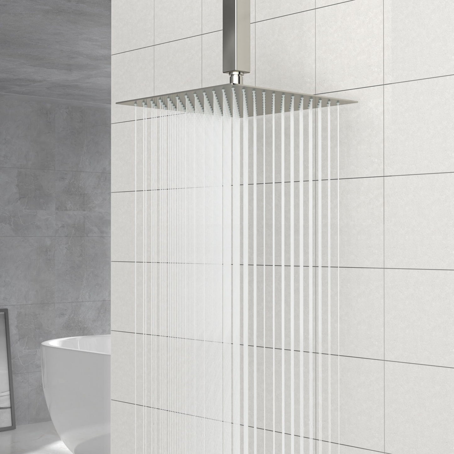 Modern 10" Square Rainfall Shower Head & Stainless Steel Wall Or Ceiling Mount Luxury Spa Shower Panel Daily Nest