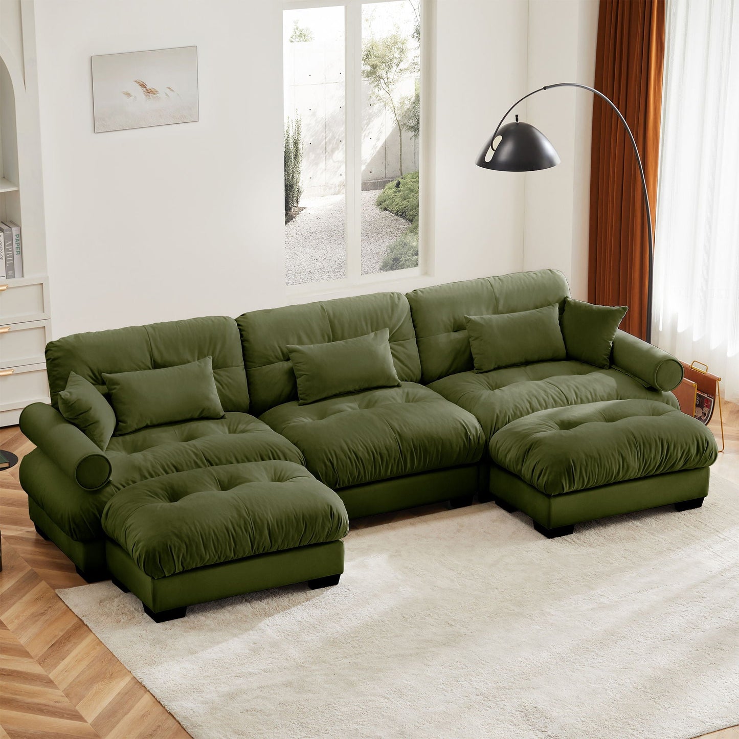 Super Comfort Oversized Modular Sectional Sofa With Movable Ottoman - Snoozhouse