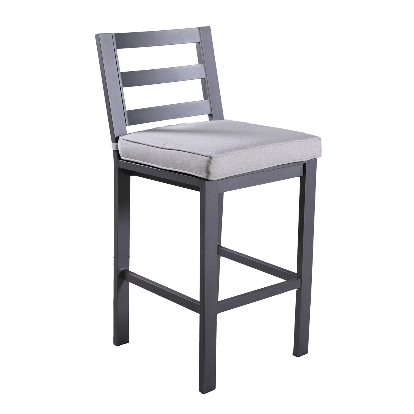 Outdoor Armless Aluminum Barstools With Cushion (Set of 2) - Pewter Home Essentials