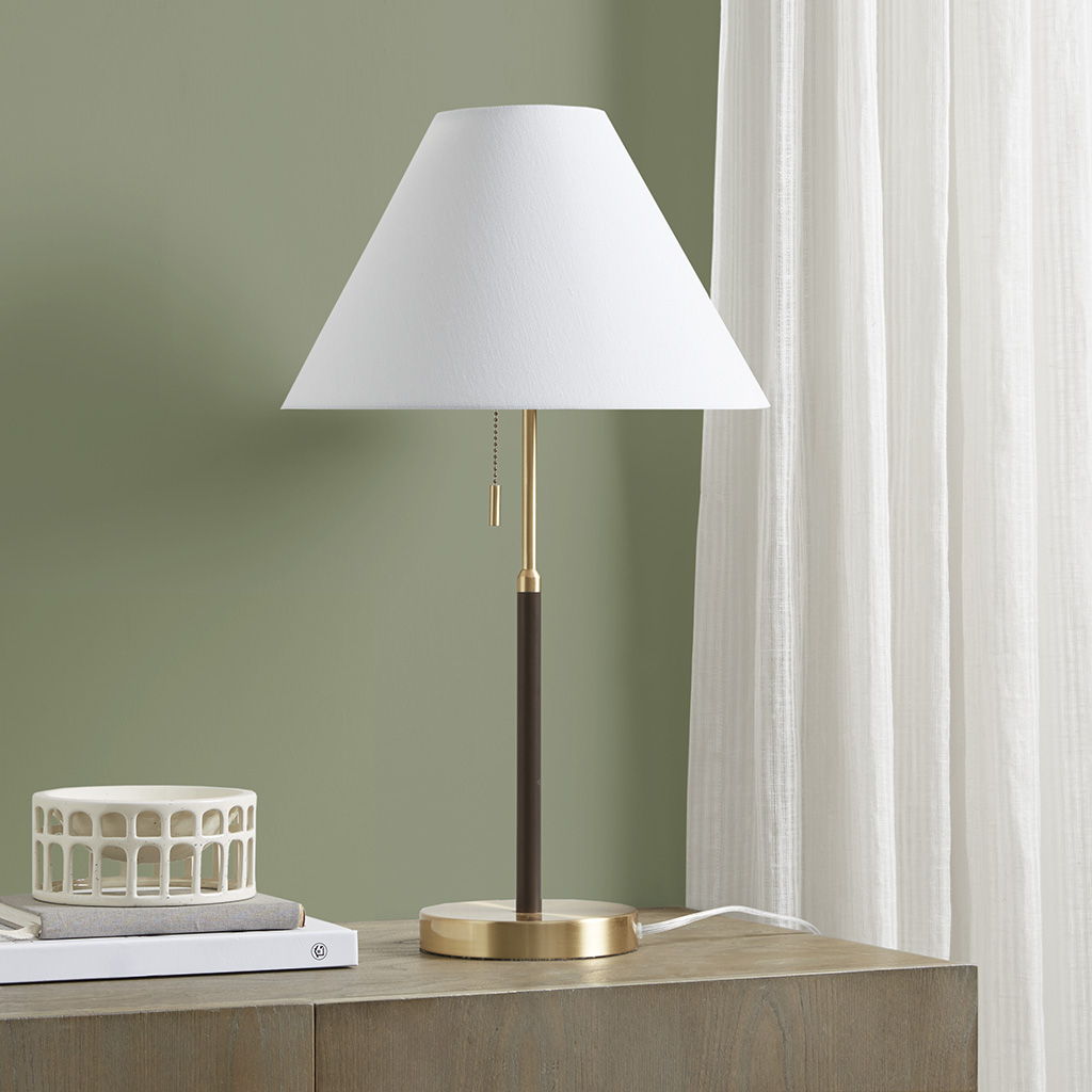 Bromley - Two Tone Pull-Chain Table Lamp - Gold/Brown INK+IVY