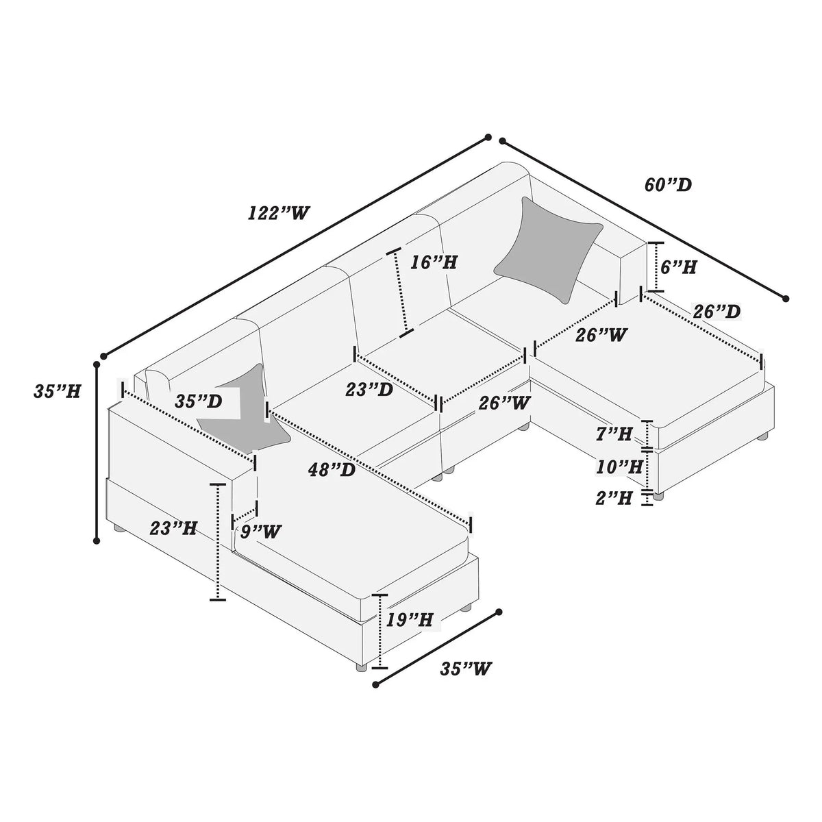 Modern Design Sectional Set With Right And Left Arm Chaise Home Essentials