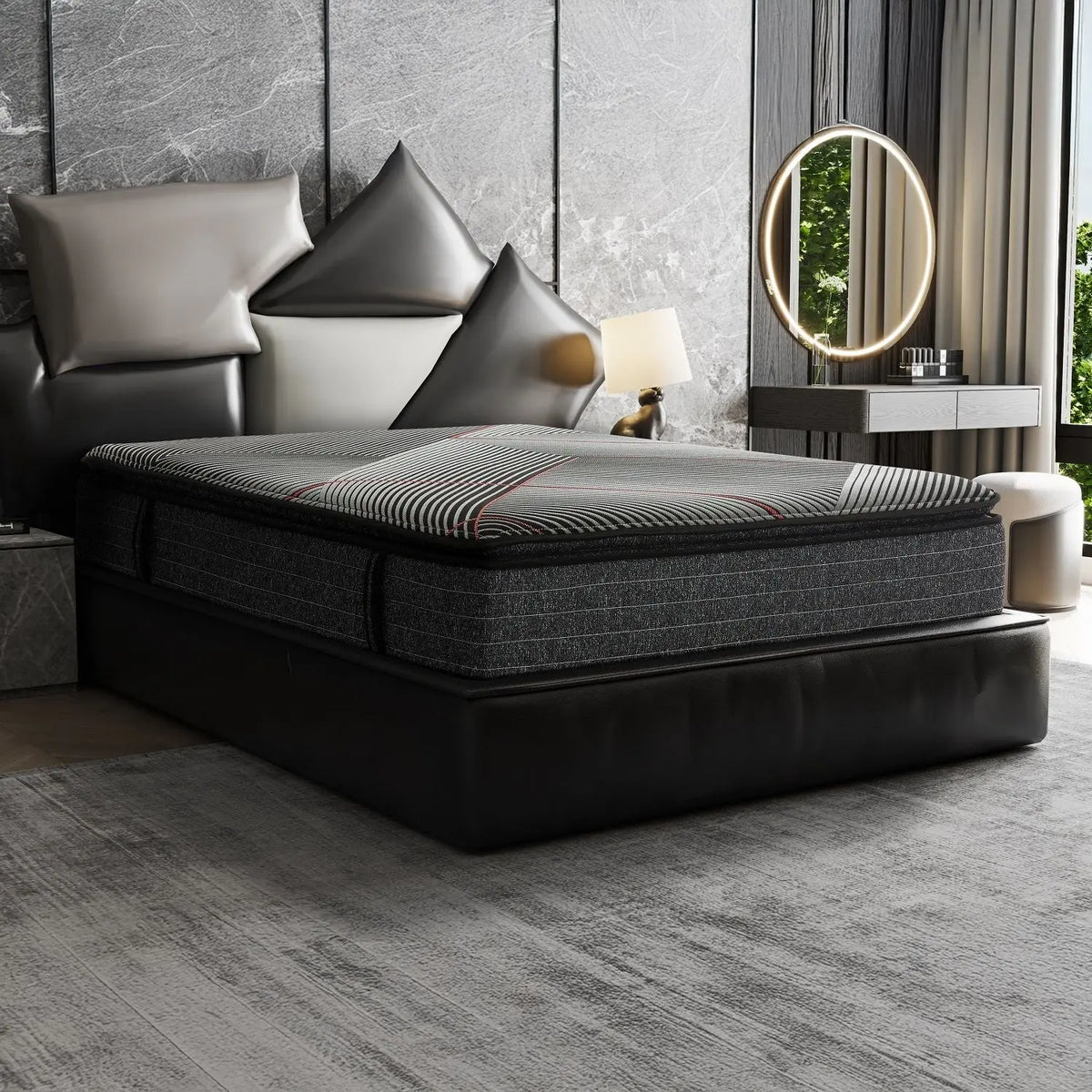15" Euro Top Gel Memory Foam Hybrid Mattress With Pocket Coils, Cooling & Edge Support - Black - Queen Daily Nest