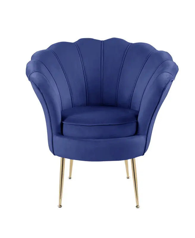 Angelina - Velvet Scalloped Back Barrel Accent Chair With Metal Legs Lilola Home