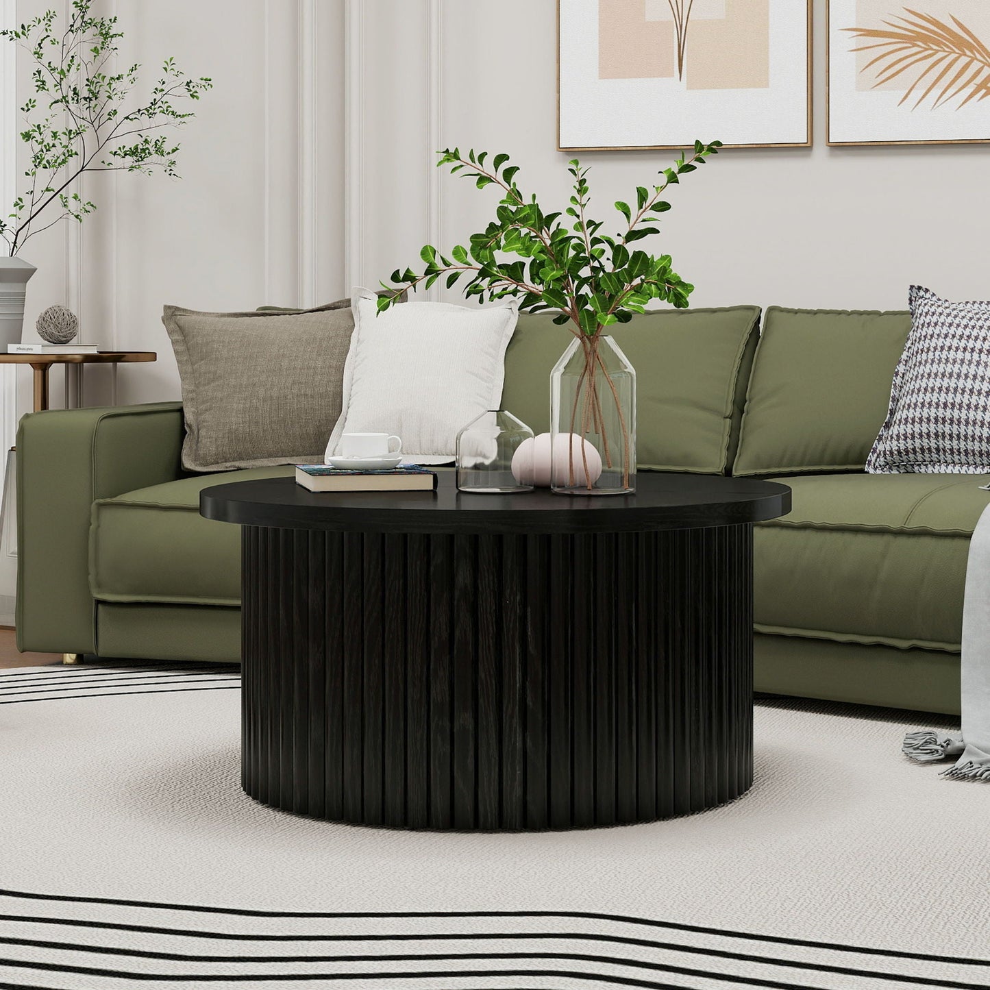 Coffee Table, Round Coffee Table, Modern Side Tables Accent End Table For Living Room, Apartment - Black Home Essentials