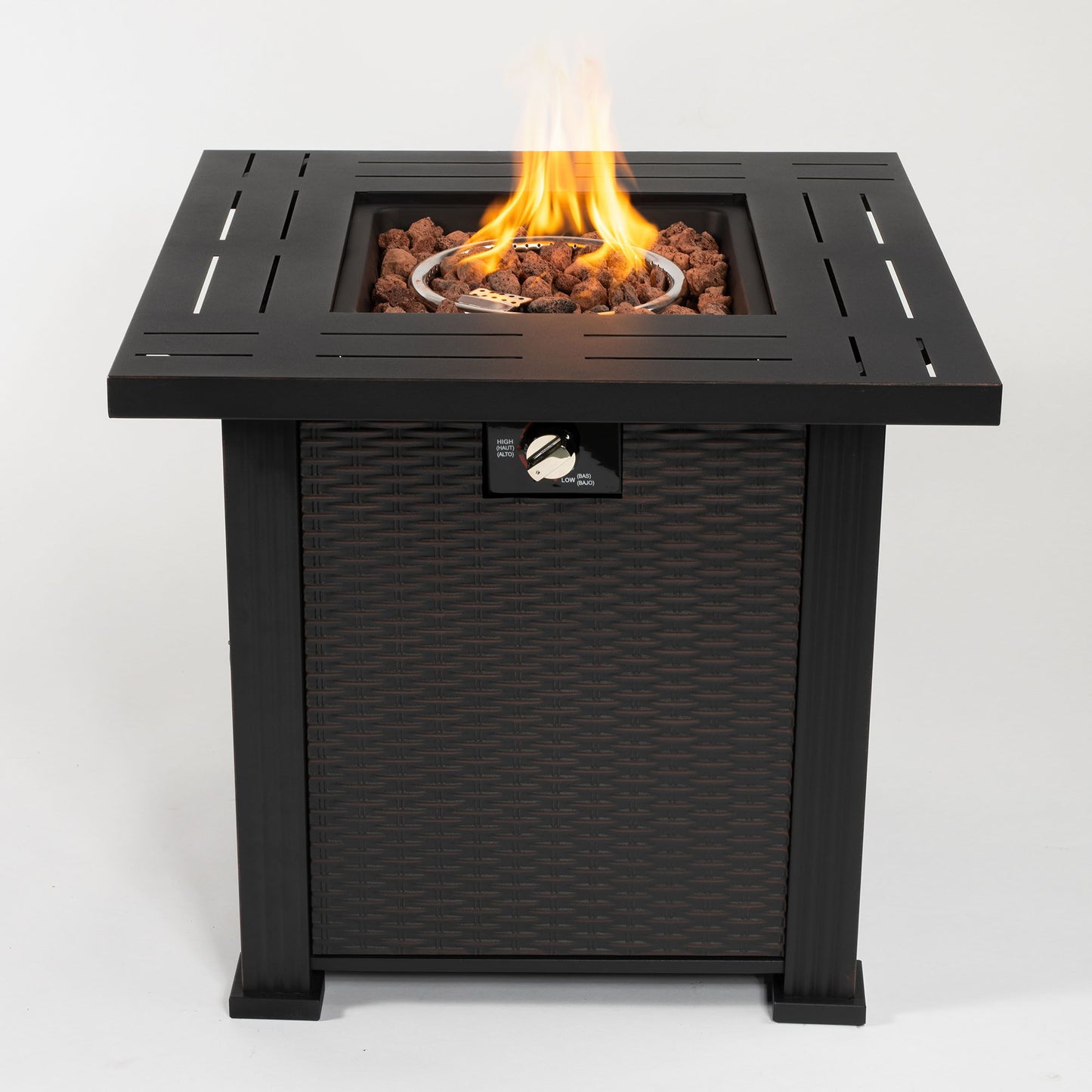 28" Square Fire Pit Table - Brown Home Essentials
