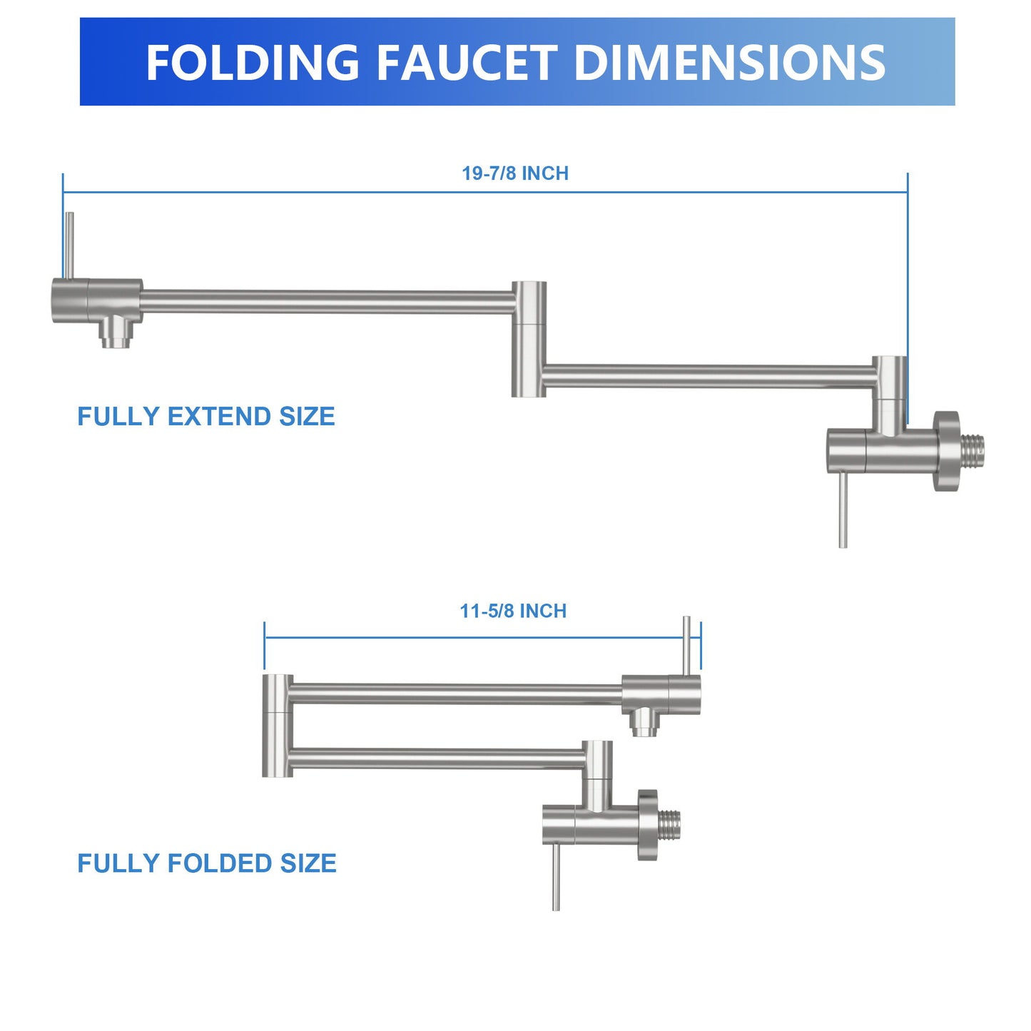 Modern Design Pot Filler Faucet Wall Mount Kitchen Sink, Folding Stretchable Daily Nest