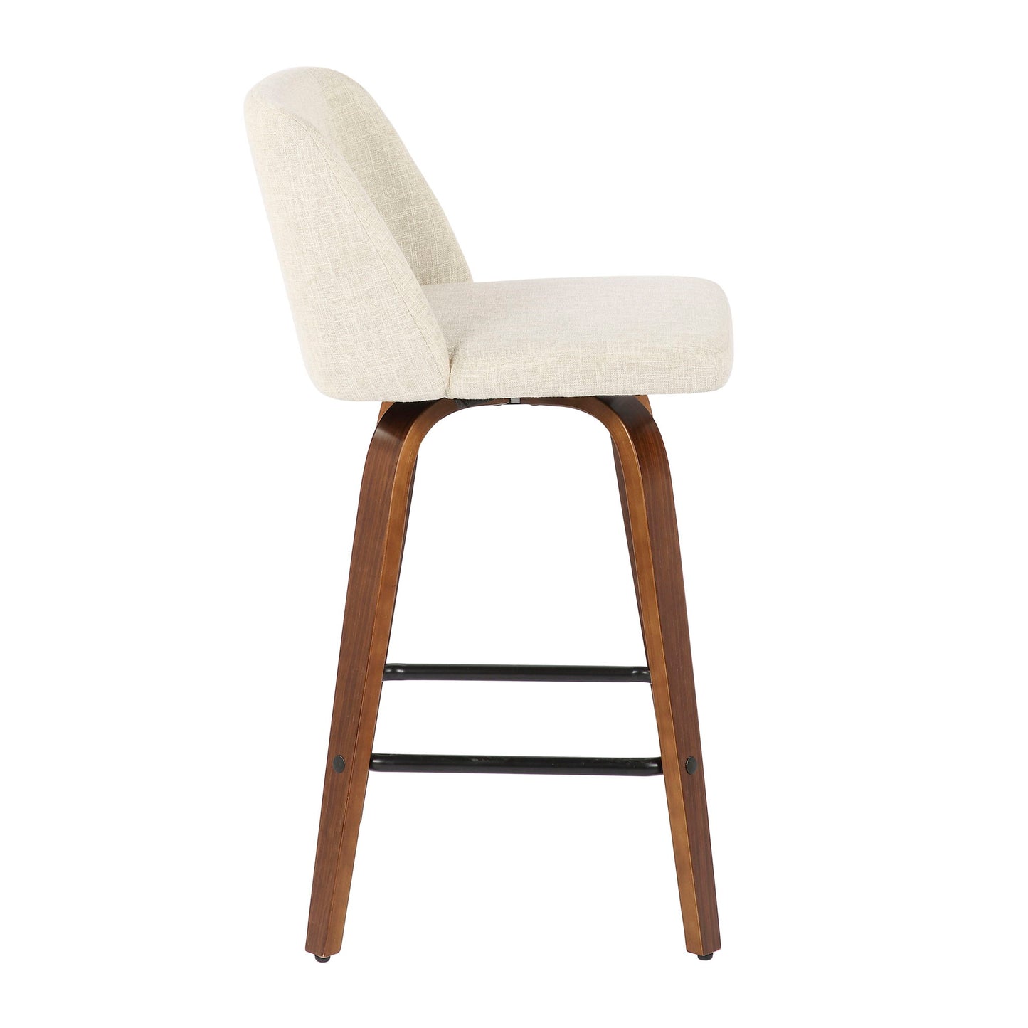 Toriano - Mid-Century Modern Counter Stool, Square Footrest (Set of 2) - Walnut / Cream Lumi Source