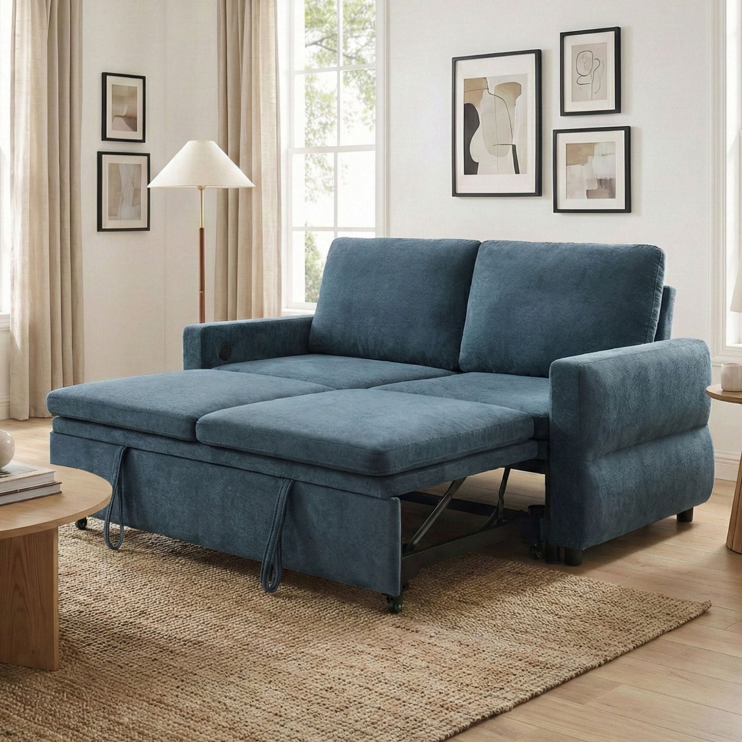 Convertible Sofa Bed Loveseat With Adjustable Backrest And USB Ports Hearth and Haven