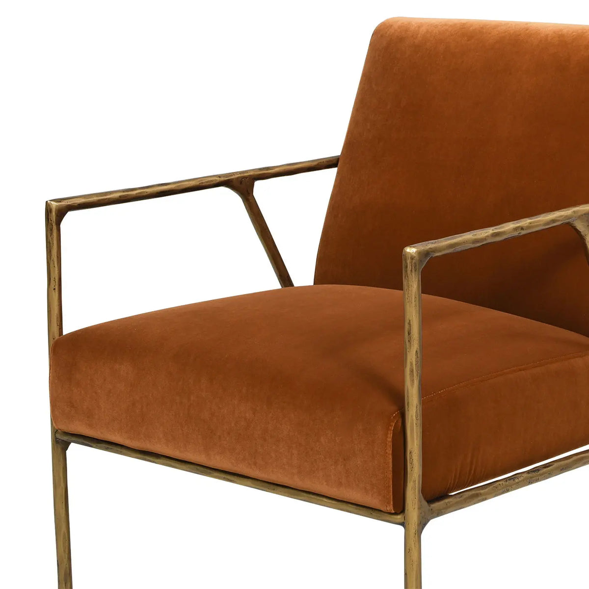Aerin - Hammered Brass Upholstered Accent Arm Chair Jennifer Taylor Home