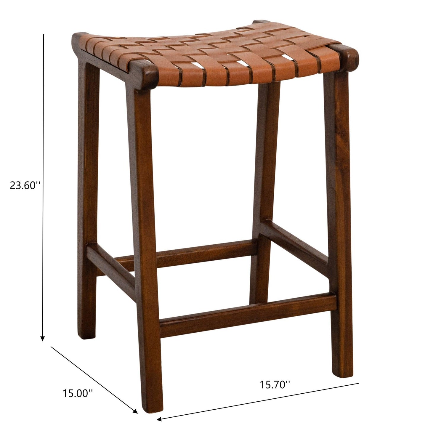 James - Mid-Century Modern Genuine Leather Counter Stool Ashcroft Furniture