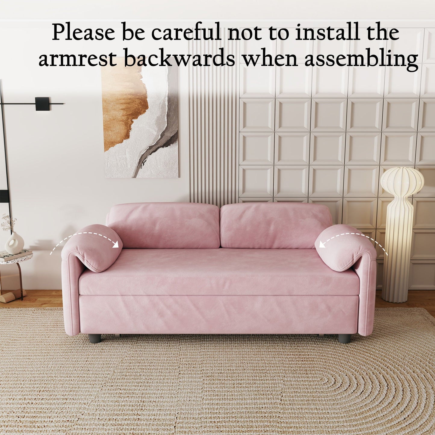 Sofa, Dual Purpose Lounge With Retractable Queen Size Bed Home Essentials