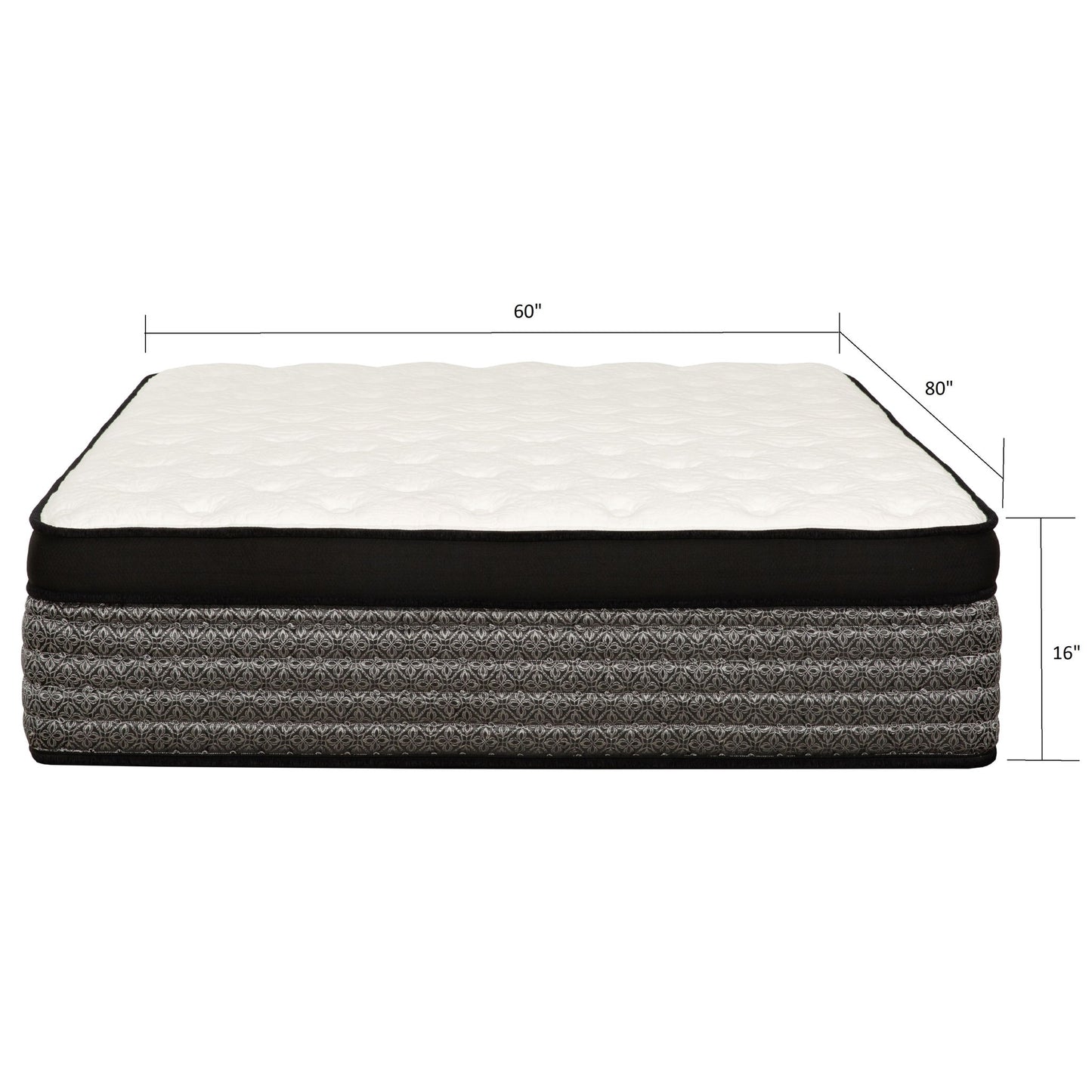 Premium 16" Queen Size Hybrid Mattress In A Box Plush Gel Memory Foam Top With Cooling Technology - Gray / White Daily Nest
