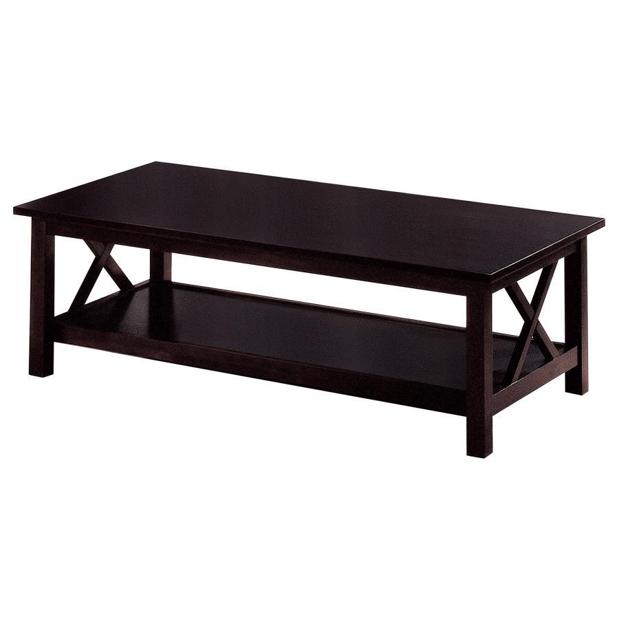 Rachelle - 3 Piece Rectangular Coffee Table Set - Deep Merlot CoasterEssence