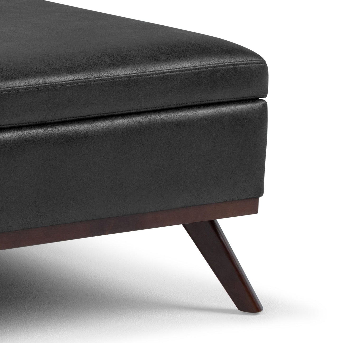 Owen - Square Coffee Table Storage Ottoman - Distressed Black Simpli-Home